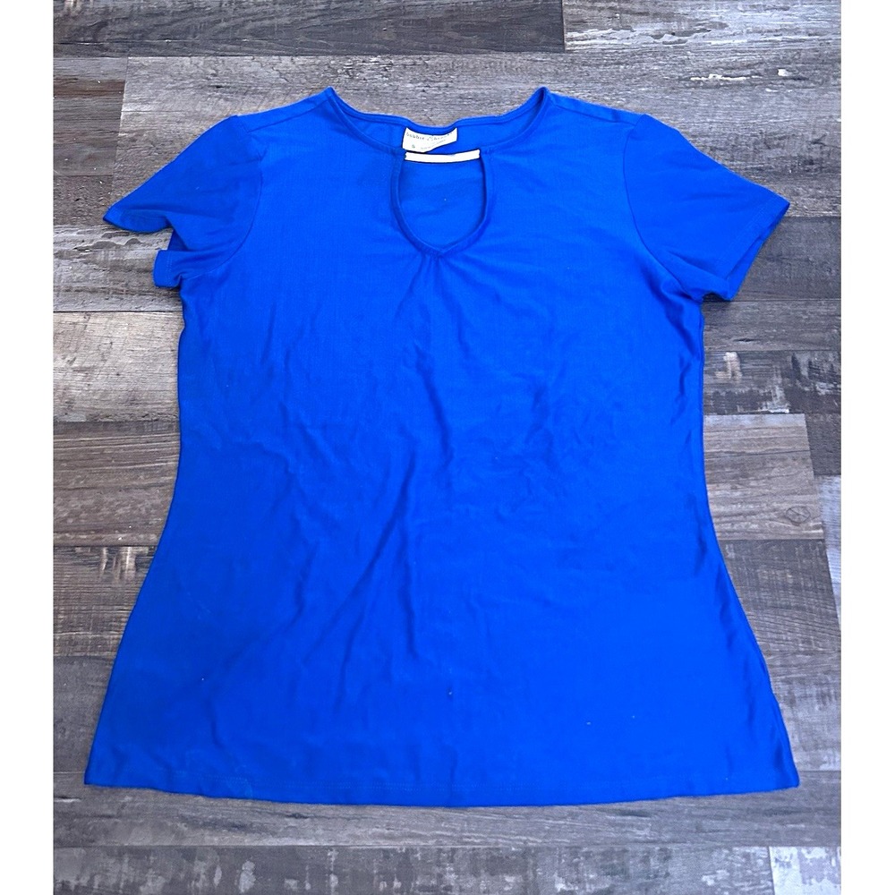 Bobbie Brooks Royal Blue Solid Pullover T-Shirt Scoop Neck Short Sleeve Women S